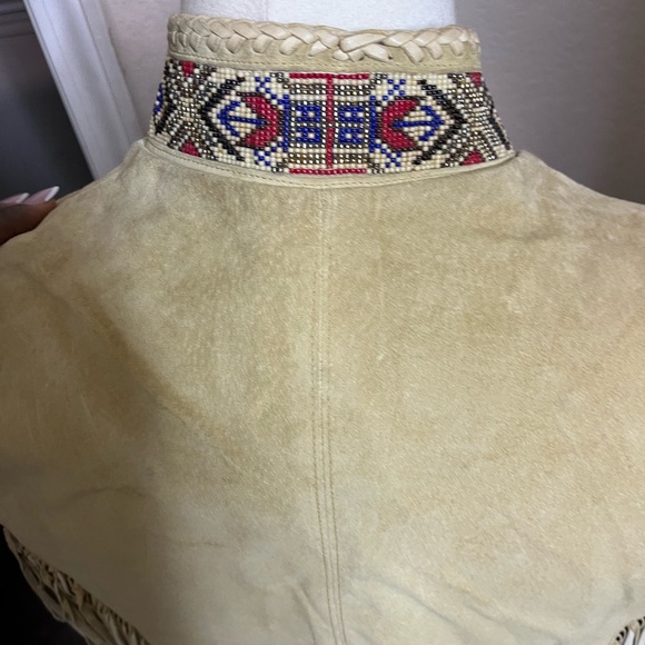 Vintage Diamond leather fringe vest sz 12 will fit a 14/16 unbuttoned - Picture 6 of 7